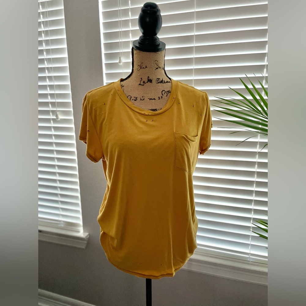RVCA Mustard Yellow Short Sleeve Pocket Tee